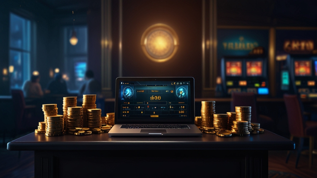 Dunkle Casino-Szene mit Auszahlungsübersicht im Payment-Bereich